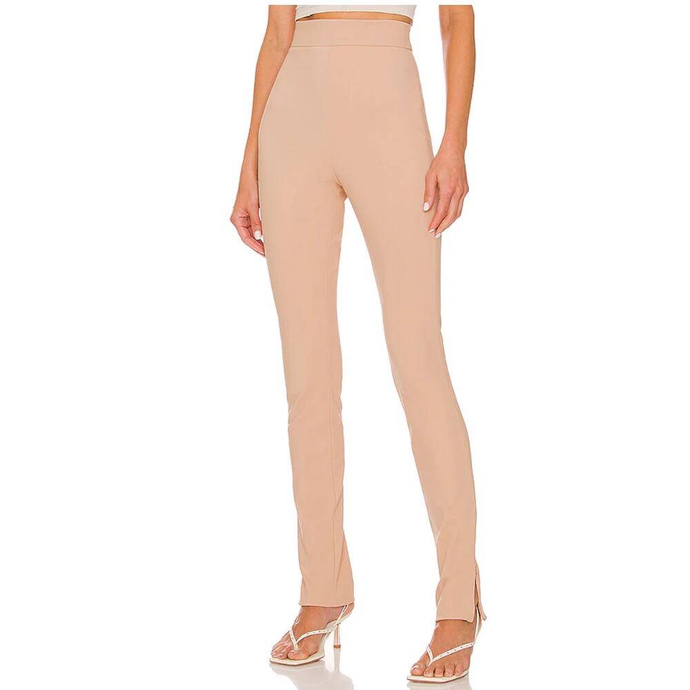L'Academie Tan Tapered Pant XS Split Hem Trousers Work Italian  Designer $200